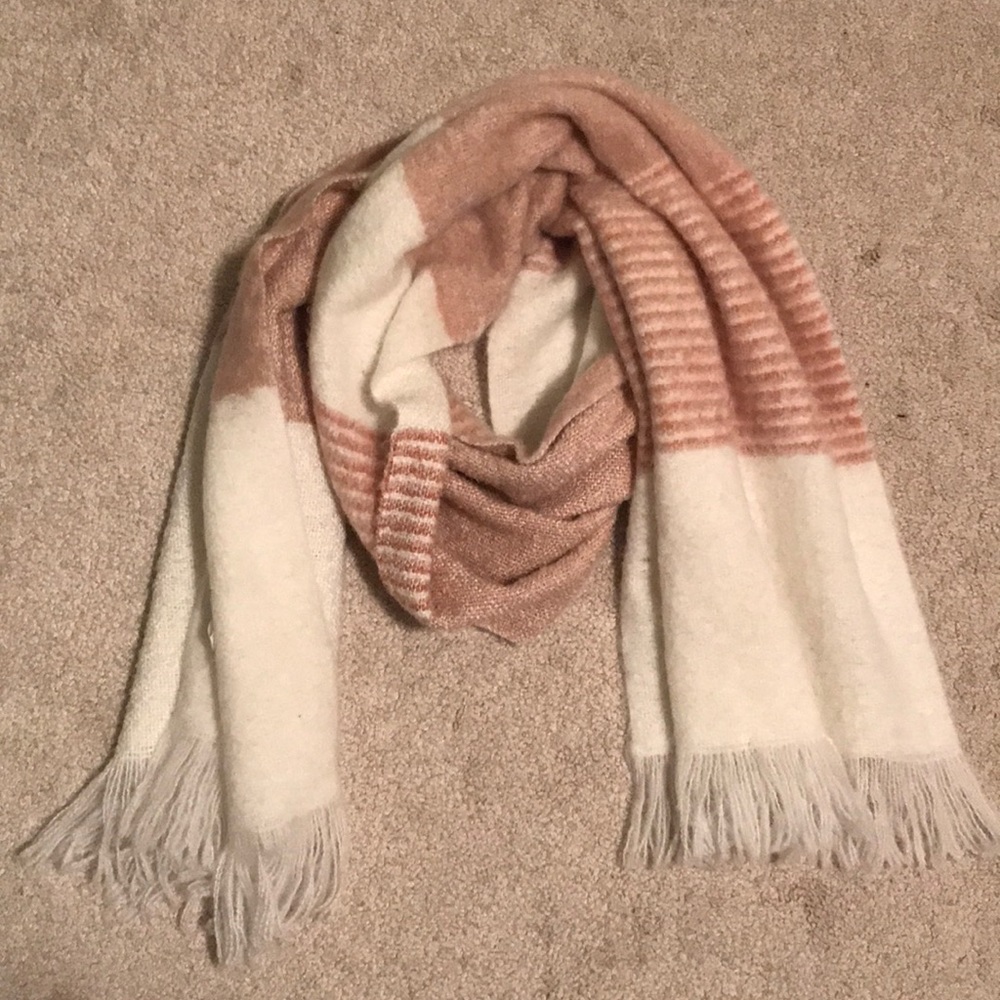 Super soft EUC pink and white striped scarf